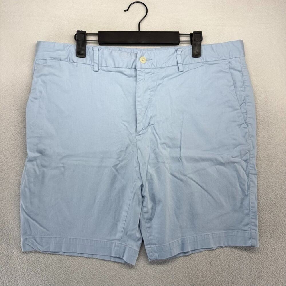 B Draddy Shorts Men's 36 Blue Chino Khaki Flat Front Golf Stretch Pockets 9 in
